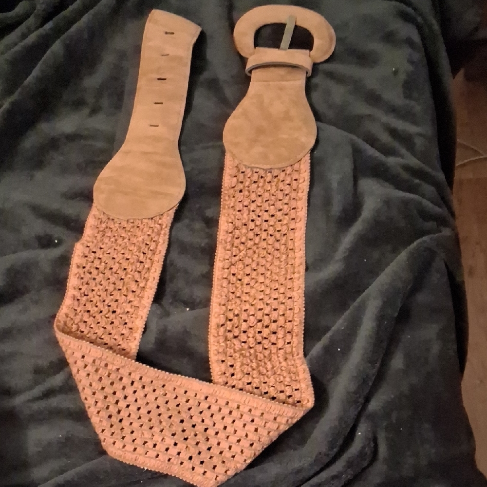 Women's Brown Woven Belt with Buckle